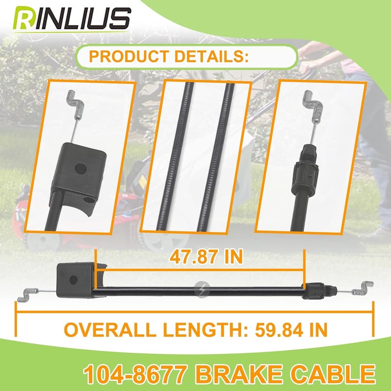 Rinlius Lawn Mower Brake Cable 104-8677 for Toro Recycler 22" 20001 20003 20005 20007 20008 20009 20012 20016 20019 Walk-Behind Lawn Mowers Replacement Stens 290-935 1048677 - Image 2